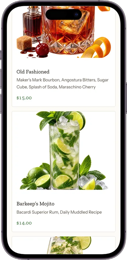 Gary Rack's Farmhouse menu screen 3