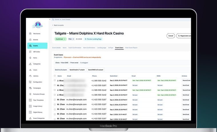 Event users list in the Swiggle panel